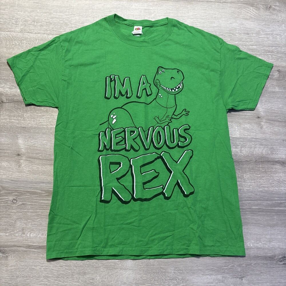 Funny T Rex Graphic T Shirt Green Im A Nervous Rex Mens XL Dino Tee
